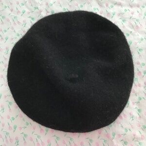 FRAAS Solid Black French Beret Hat Wool Blend
